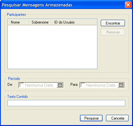 Caixa de dilogo Pesquisar Mensagens Armazenadas