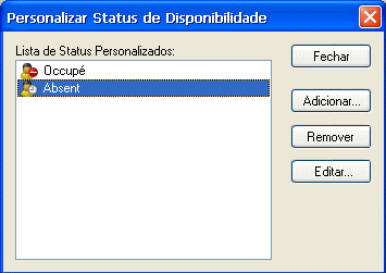 Caixa de diálogo Personalizar Status de Disponibilidade