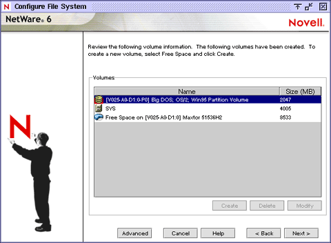 Tela Configurar sistema de arquivos