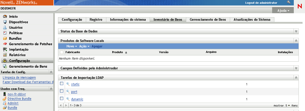 Configuração > Inventário de Bens > painel Tarefas de Importação LDAP