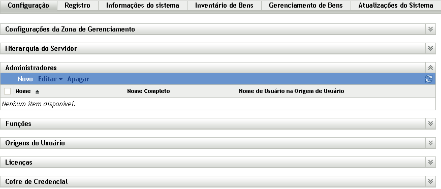 Página Configuração