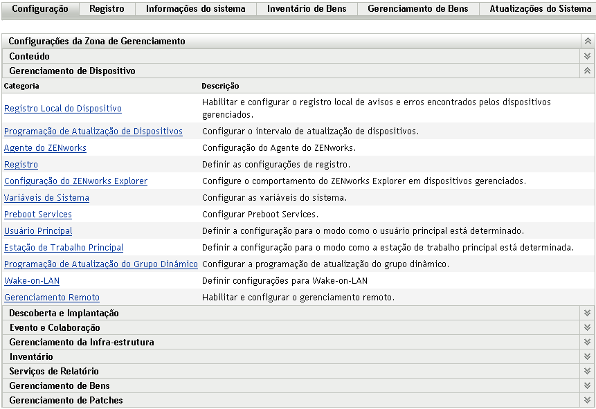 Guia Configuração - configurações de Gerenciamento de Dispositivo