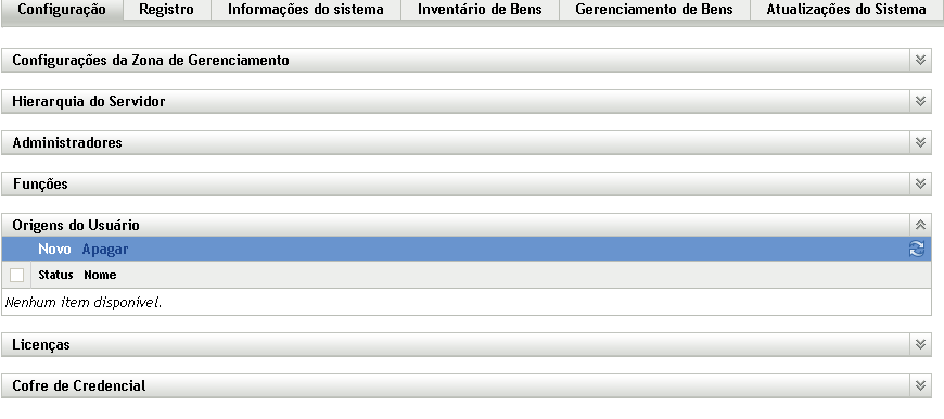 Página Configuração