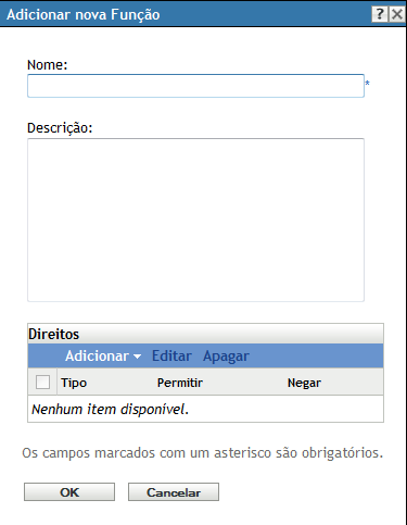 Caixa de diálogo Adicionar Nova Função