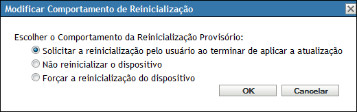 Caixa de diálogo Modificar Comportamento de Reinicialização