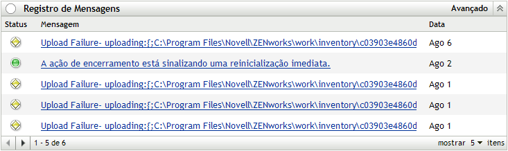 Painel Registro de Mensagens