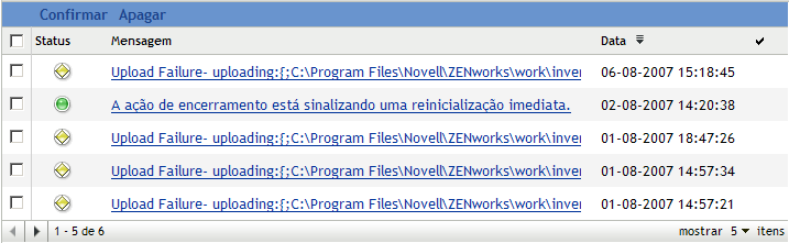 Editar o registro de mensagens