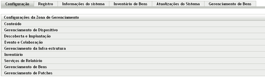 Página Configuração