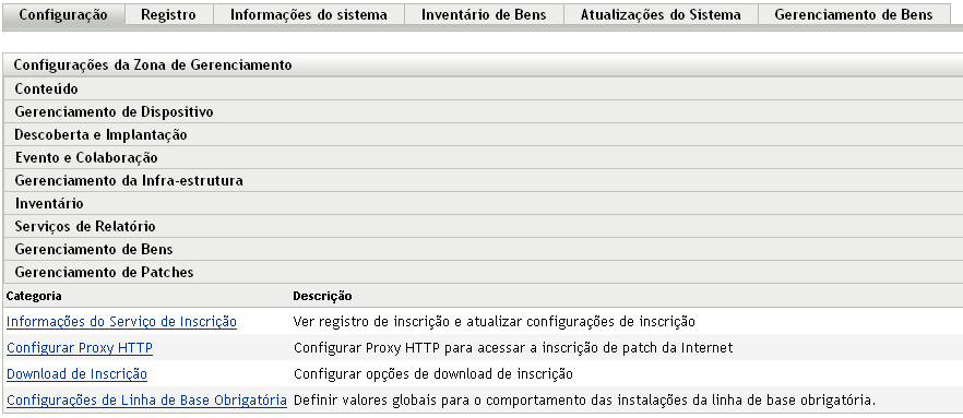 Opções de Configuração do Gerenciamento de Patch