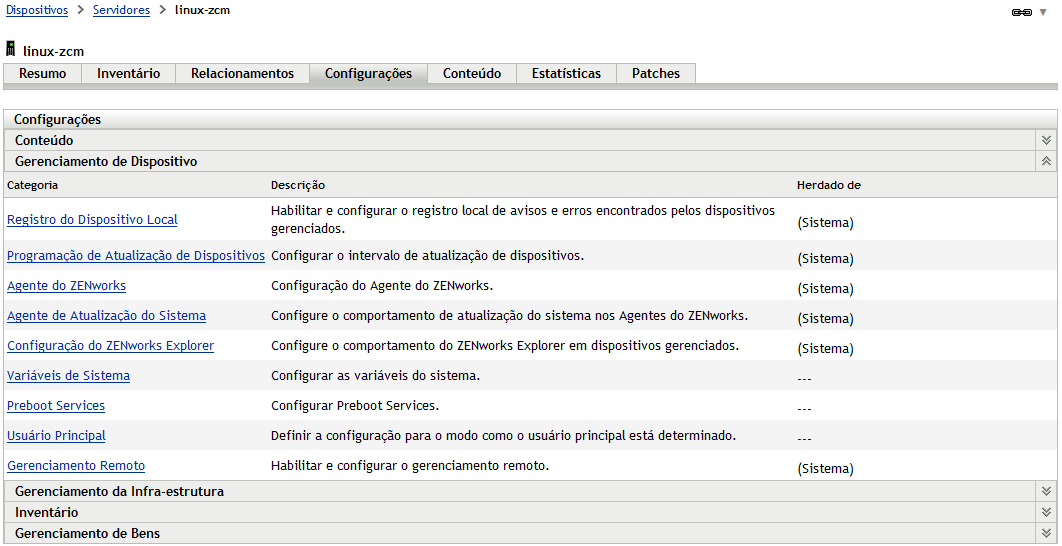  Painel Configurações de Dispositivos