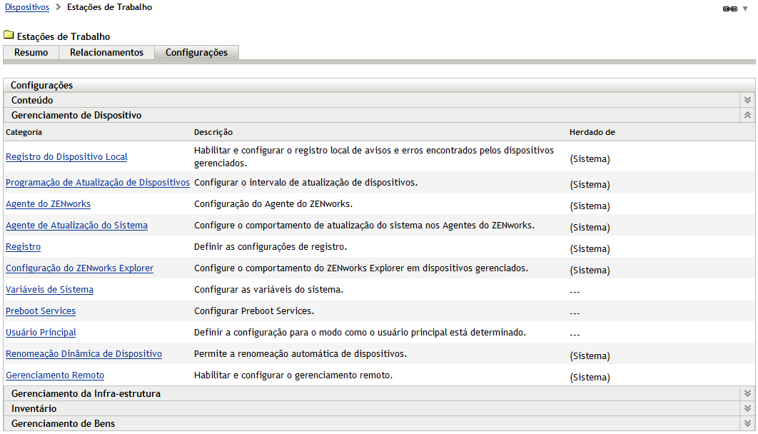  Página Configurações da Pasta de Dispositivo