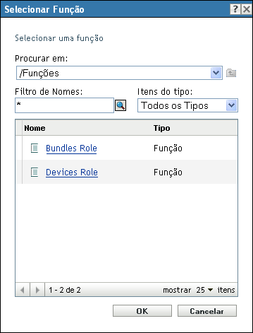 Caixa de diálogo Selecionar Função