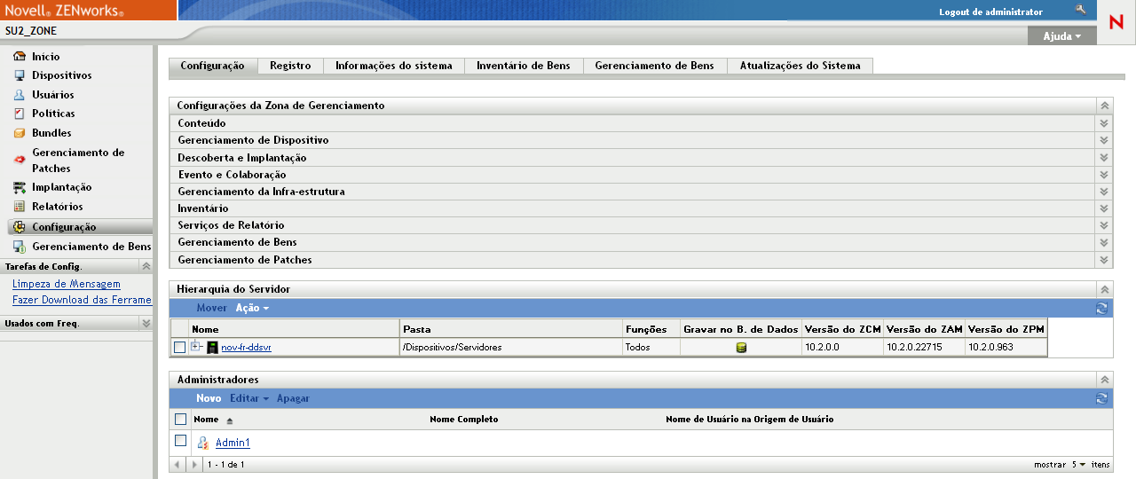 Página Configuração