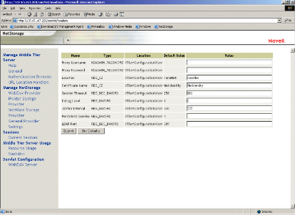 Screenshot of the General page of the NSAdmin utility.