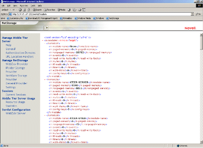 Screenshot of the Resource Usage page of the NSAdmin utility.