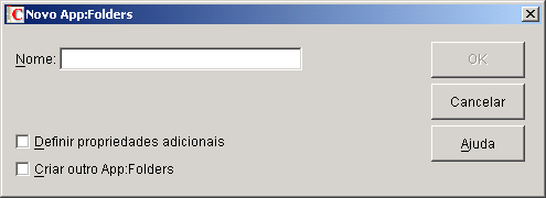 Caixa de dilogo Novo App: Folders