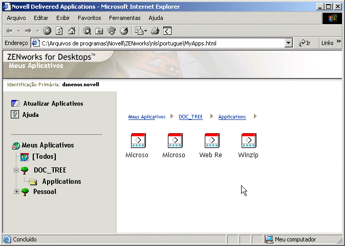 Tela Browser de Aplicativos