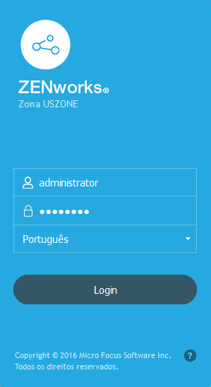 Caixa de diálogo de login no ZENworks