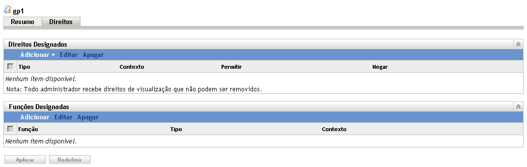 Detalhes da Conta do Grupo de Administradores