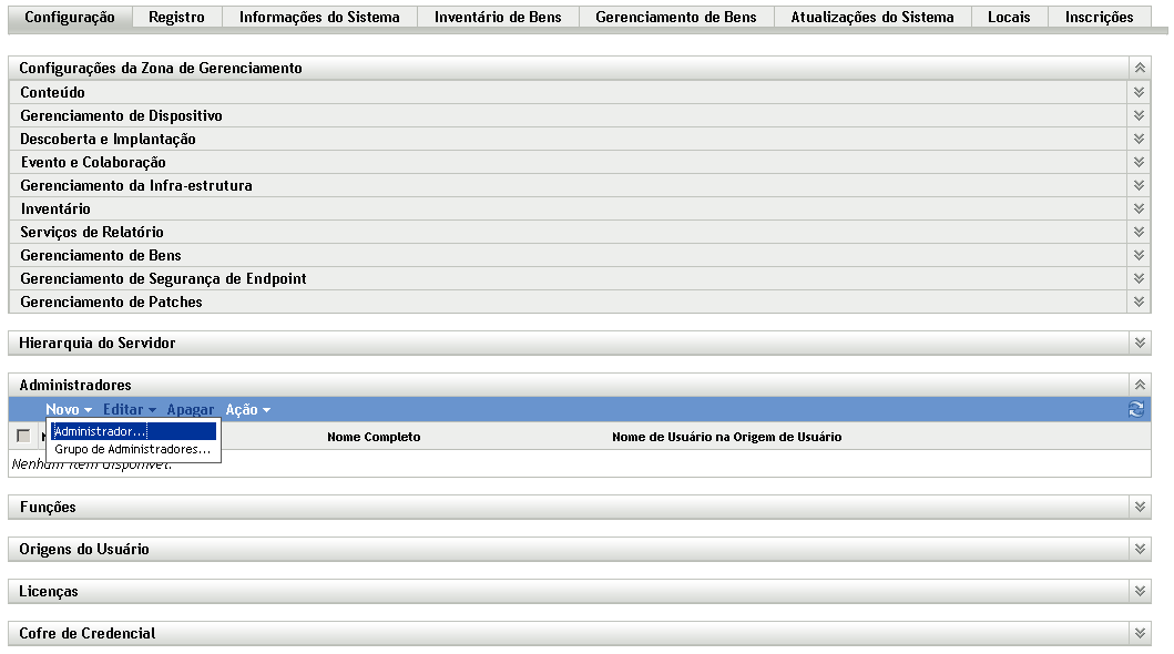 Página Configuração