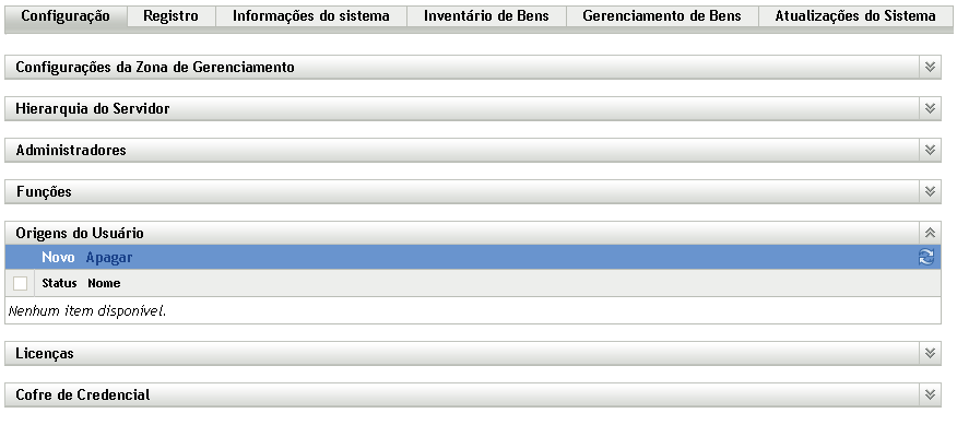 Página Configuração