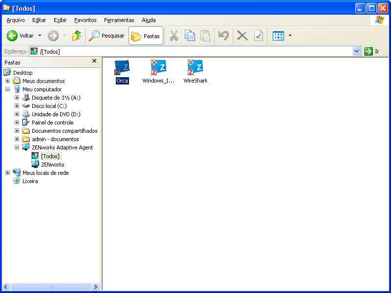 ZENworks Explorer - tela do Windows Explorer