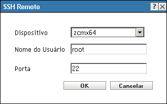 Caixa de diálogo SSH Remoto