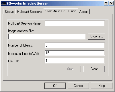 A caixa de diálogo do Servidor de Criação de Imagens do ZENworks.