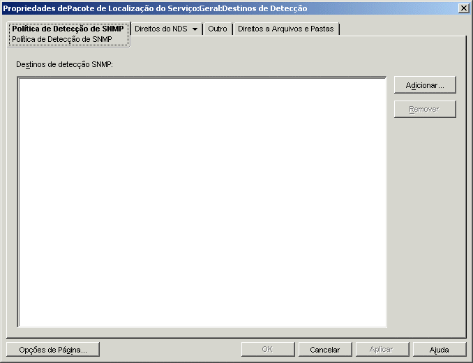 A página Política de Detecção de SNMP.