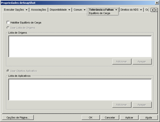 Página Equilíbrio de Carga do objeto Aplicativo MSI