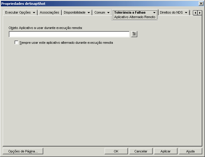 Página Aplicativo Alternado Remoto do objeto Aplicativo