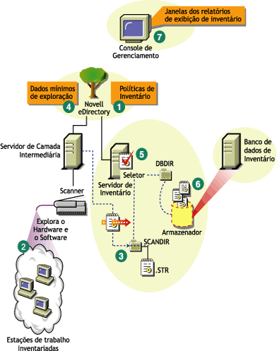 O ciclo de exploração de Inventário no cenário Standalone, que consiste em estações de trabalho sem o Novell Client instalado.