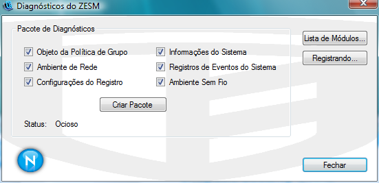 Criando um pacote de diagnósticos