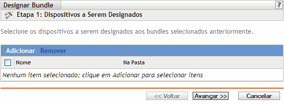 Página Designações de Bundles