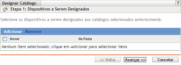 Página Dispositivos a Serem Designados