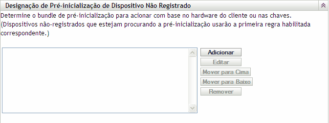 Seção Designação de Pré-inicialização