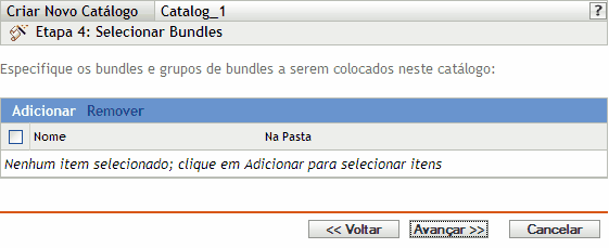 Página Selecionar Bundles