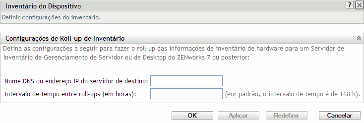 Definindo as configurações de roll-up de inventário