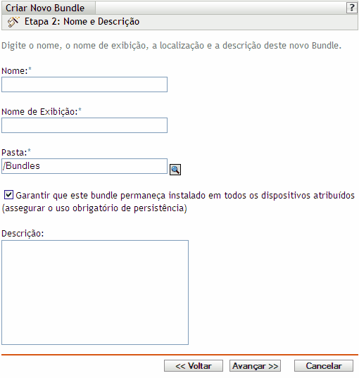 Página Etapa 2: Nome e Descrição