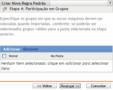 Página Participação em Grupos