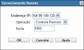 caixa de diálogo Gerenciamento Remoto