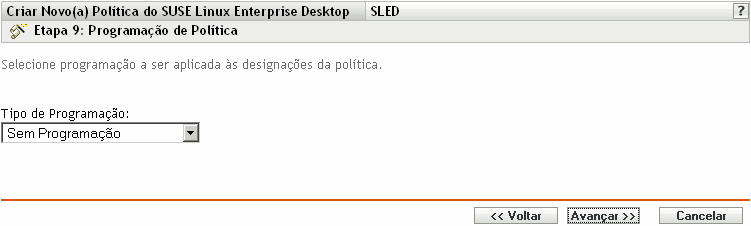 página Programação de Política