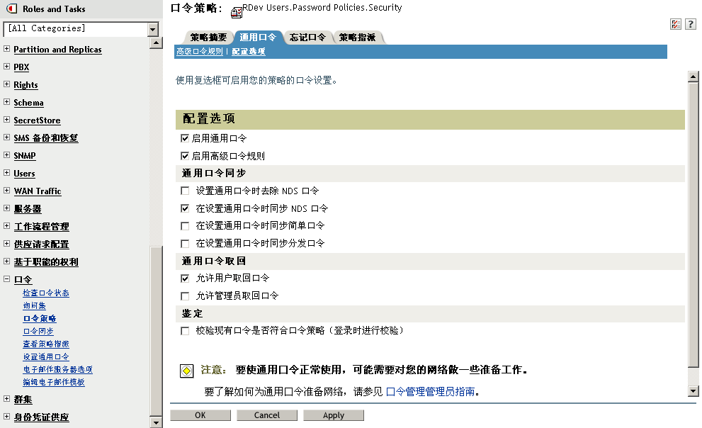 方案 4 的口令策略设置