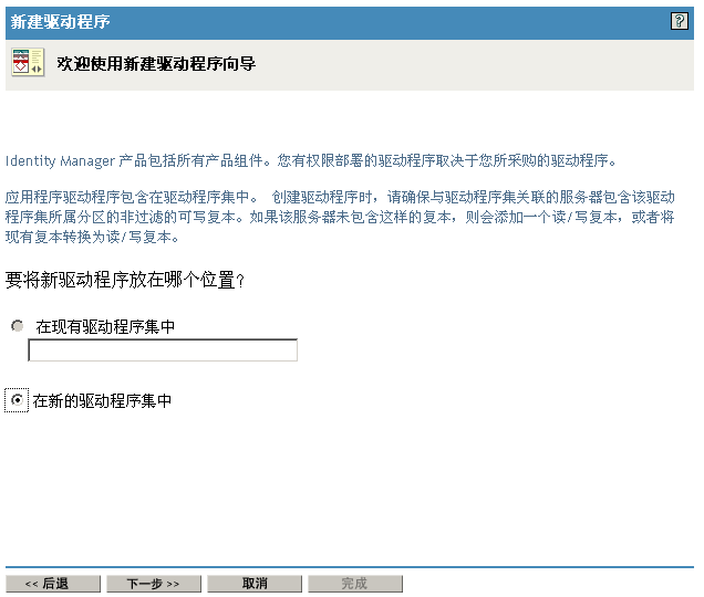 选择新驱动程序以启动“新建驱动程序”向导