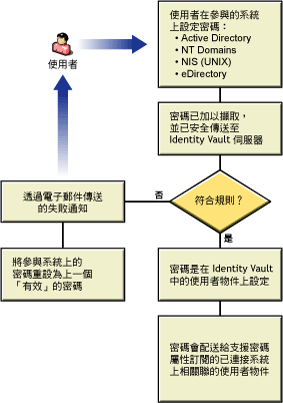 將密碼發行至 Identity Manager 的圖表